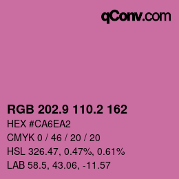 カラーコード: RGB 202.9 110.2 162 | qconv.com