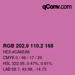 カラーコード: RGB 202.9 110.2 168 | qconv.com