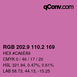 カラーコード: RGB 202.9 110.2 169 | qconv.com
