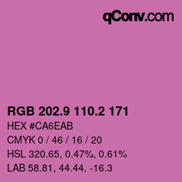 カラーコード: RGB 202.9 110.2 171 | qconv.com