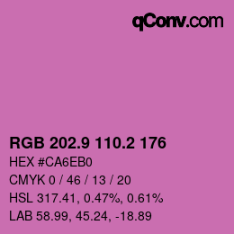 カラーコード: RGB 202.9 110.2 176 | qconv.com