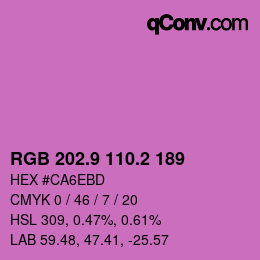 カラーコード: RGB 202.9 110.2 189 | qconv.com