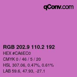カラーコード: RGB 202.9 110.2 192 | qconv.com