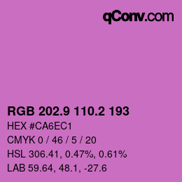 カラーコード: RGB 202.9 110.2 193 | qconv.com