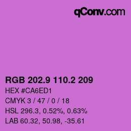 カラーコード: RGB 202.9 110.2 209 | qconv.com