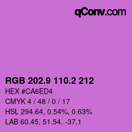 カラーコード: RGB 202.9 110.2 212 | qconv.com
