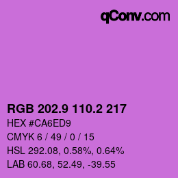 カラーコード: RGB 202.9 110.2 217 | qconv.com