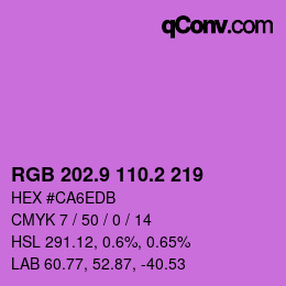 カラーコード: RGB 202.9 110.2 219 | qconv.com