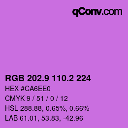 カラーコード: RGB 202.9 110.2 224 | qconv.com