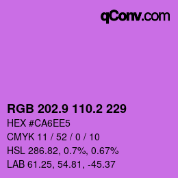 カラーコード: RGB 202.9 110.2 229 | qconv.com