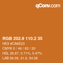 カラーコード: RGB 202.9 110.2 35 | qconv.com
