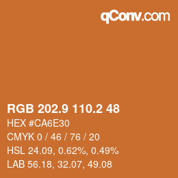 Color code: RGB 202.9 110.2 48 | qconv.com