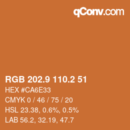 Color code: RGB 202.9 110.2 51 | qconv.com