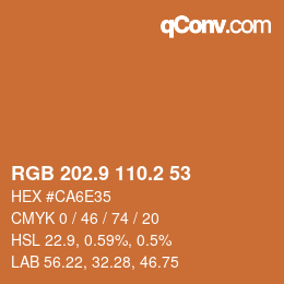 Color code: RGB 202.9 110.2 53 | qconv.com