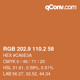 カラーコード: RGB 202.9 110.2 58 | qconv.com