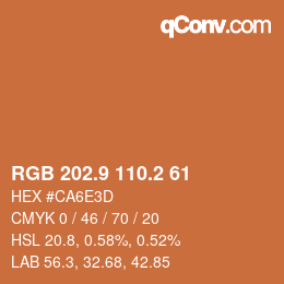 カラーコード: RGB 202.9 110.2 61 | qconv.com