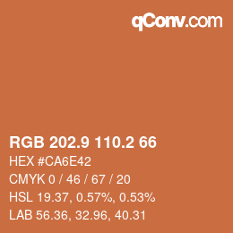 カラーコード: RGB 202.9 110.2 66 | qconv.com