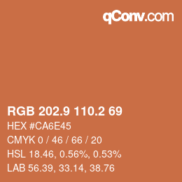 カラーコード: RGB 202.9 110.2 69 | qconv.com