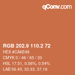 Color code: RGB 202.9 110.2 72 | qconv.com