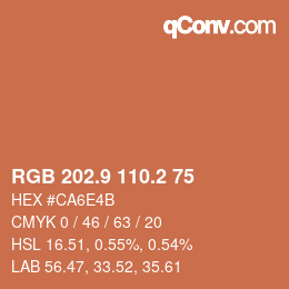 カラーコード: RGB 202.9 110.2 75 | qconv.com