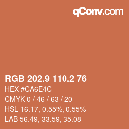 Color code: RGB 202.9 110.2 76 | qconv.com