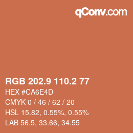 Color code: RGB 202.9 110.2 77 | qconv.com