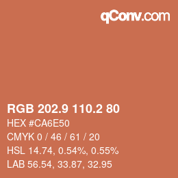 Color code: RGB 202.9 110.2 80 | qconv.com