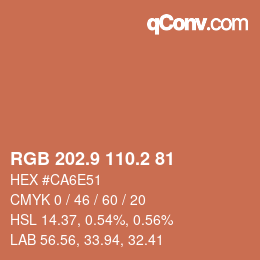 カラーコード: RGB 202.9 110.2 81 | qconv.com