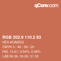 カラーコード: RGB 202.9 110.2 83 | qconv.com