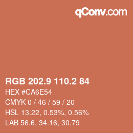 カラーコード: RGB 202.9 110.2 84 | qconv.com