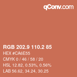 カラーコード: RGB 202.9 110.2 85 | qconv.com