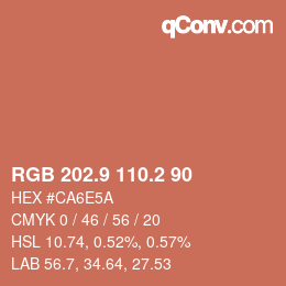 Color code: RGB 202.9 110.2 90 | qconv.com