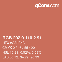 Color code: RGB 202.9 110.2 91 | qconv.com