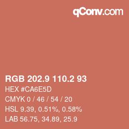 カラーコード: RGB 202.9 110.2 93 | qconv.com