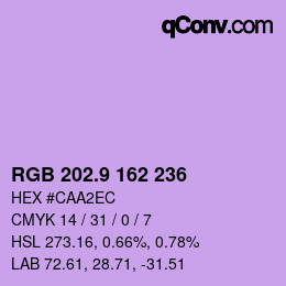 カラーコード: RGB 202.9 162 236 | qconv.com