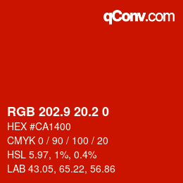 カラーコード: RGB 202.9 20.2 0 | qconv.com