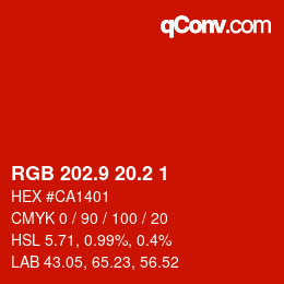 カラーコード: RGB 202.9 20.2 1 | qconv.com