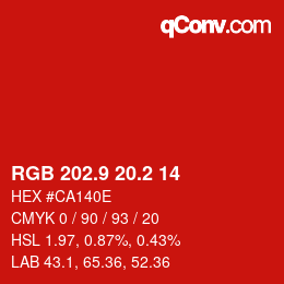 カラーコード: RGB 202.9 20.2 14 | qconv.com