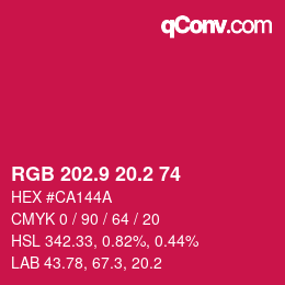 カラーコード: RGB 202.9 20.2 74 | qconv.com
