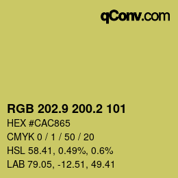 カラーコード: RGB 202.9 200.2 101 | qconv.com