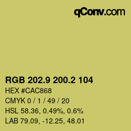 カラーコード: RGB 202.9 200.2 104 | qconv.com