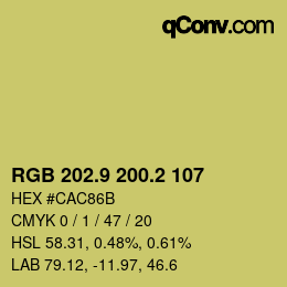 カラーコード: RGB 202.9 200.2 107 | qconv.com