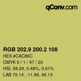 カラーコード: RGB 202.9 200.2 108 | qconv.com