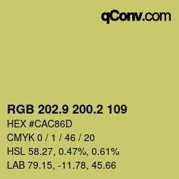 カラーコード: RGB 202.9 200.2 109 | qconv.com