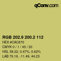 Color code: RGB 202.9 200.2 112 | qconv.com