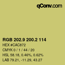カラーコード: RGB 202.9 200.2 114 | qconv.com