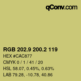 カラーコード: RGB 202.9 200.2 119 | qconv.com