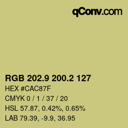 カラーコード: RGB 202.9 200.2 127 | qconv.com