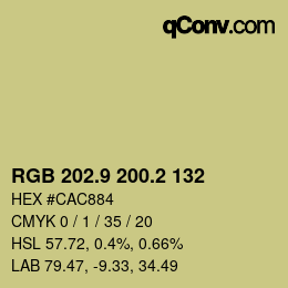 カラーコード: RGB 202.9 200.2 132 | qconv.com