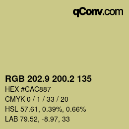 Color code: RGB 202.9 200.2 135 | qconv.com